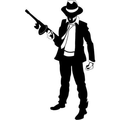 10.2cm*17.3cm Mafia Gangster Gun Bandit Vinyl Stickers Decals Black/Silver S3-5885
