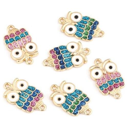 10pcs/lot 22*13mm owl Alloy Dripping Oil bracelet Connector for DIY Handmade Jewelry Necklace Accessories hfj6