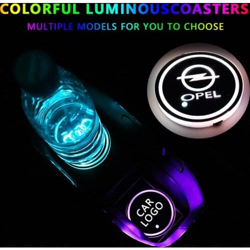 2Pcs Car Led Cup Light Mat Car Logo Led Atmosphere Light LED Cup Drink Holder For Opel Astra G J Corsa Insignia Antara Zafira
