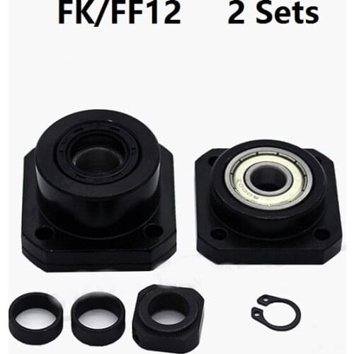 2pcs FK12 Fixed Side and 2pcs FF12 Floated Side for ball screw end support cnc part 2 sets FK/FF12