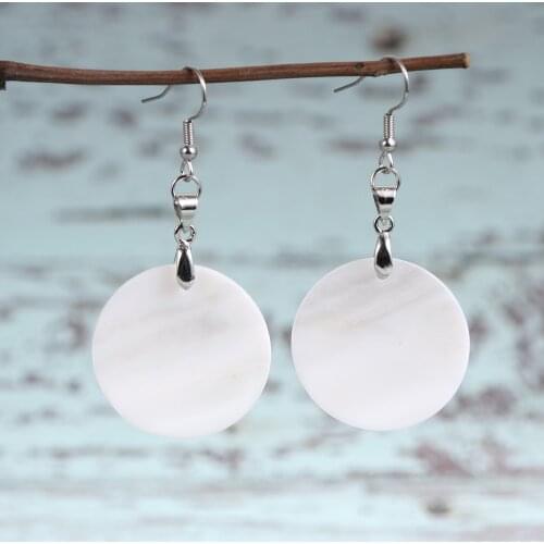 2021 Fashion Geometric Statement Big Round Circle Shell Flake Drop Earrings For Women New Hanging Dangle Earring Female Jewelry