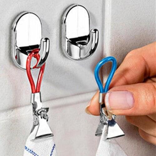 5pcs Household Tea Towel Hanging Clips Stainless Steel Clothespins Colorful Laundry Rack Clip Portable Storage Hangers