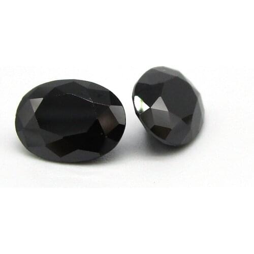 50pcs/Lot 2x3~13x18mm Oval Shape Black Color Synthetic Glass Stone Loose Gemstone For Fashion Jewelry