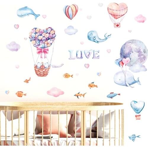 Watercolour Animals Balloon Wall Sticker for Kids rooms Nursery Cartoon Stickers for Wall Nursery Children Bedroom Home Decor