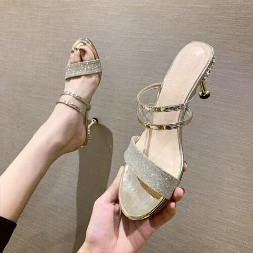 Designer Shoes Women Luxury Rhinestone Crystal Pumps 2020 New PVC Clear Transparent Slippers Jelly Sandals Party High Heels