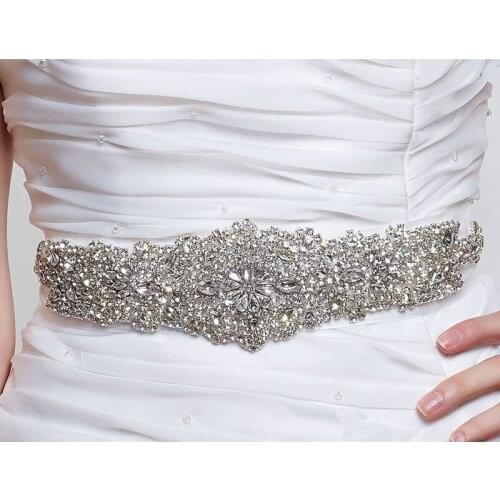 JLZXSY Handmade Wedding Bridal Sash Crystal Rhinestone Dress Sash Prom Sash Wedding Sash Belt
