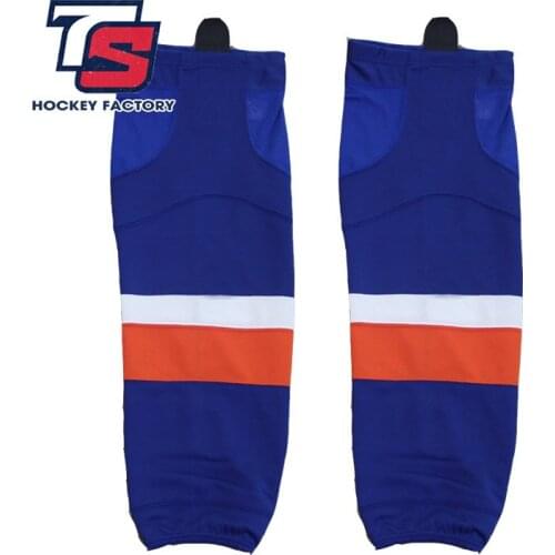 Cool hockey free shipping 100% Polyester Breathable Islanders Ice Hockey sport Socks Cheap Shin Guards W023 for fans