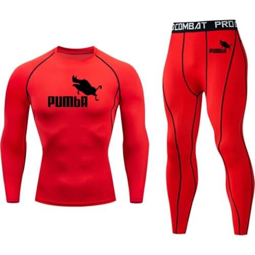 Men Winter Thermal Skin Compression Underwear Set Leggings Lycra MMA Workout clothing rash guard Male Base layer Long sleeve Top