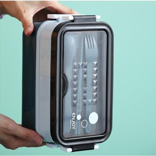 Lunch Box Bento Box for Student Office Worker Double-layer Microwave Heating Lunch Container Food Storage Container Merendeira