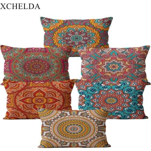 Fur Linen Cushion Cover Boho Pillowcase Mandala Decorative Retro Bohemian 30*50 for Sofa Moroccan Pillow Case Cotton