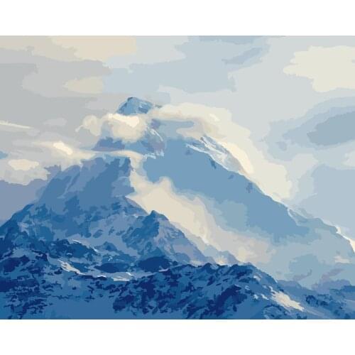 Cloudy Snow Mountain Scenery Painting By Numbers Picture Colouring Zero Basis HandPainted Oil Painting Unique Gift Home Decor