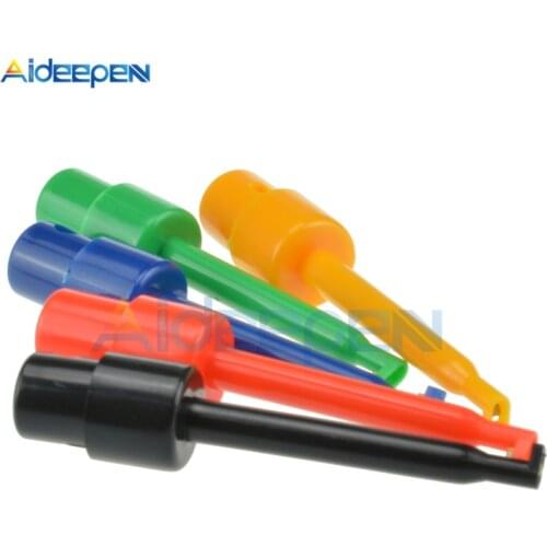 10Pcs/lot Multimeter Wire Lead Mini Single Test Hook Clip Electronic Test Probe Set Red Blue Black Yellow Green For Repair Tool