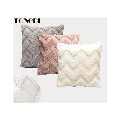 TONGDI Patchwork Plush Pillow And Pillow Case Pillow Inner Soft Throw Velvet Decoration For Home Living Cover Bed Room Sofa
