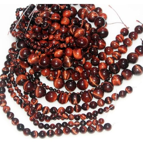 Wholesale Top Natural Stone Beads Red Tiger Eye Round Loose Beads 4 6 8 10 12mm for Jewelry Making DIY Bracelet Necklace