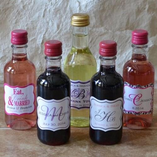 Personalized Wedding Labels, 2.5 x 2 inch Die Cut Mini Wine Bottle Wedding Labels, Decoration for the party