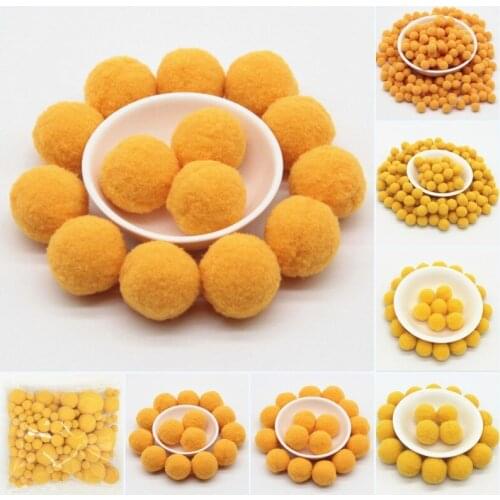 Orange Yellow Pompoms 8/10/15/20/25/30mm Fur Plush Ball Craft DIY Soft Pompon Wedding Home Garment Sewing Cloth Accessories 20g