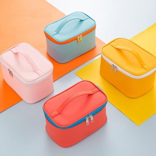 Portable Travel Cosmetic Bags for Women Beauty Zipper Makeup Organizer Bag PU Leather Washable Waterproof Toiletry Makeup Bags