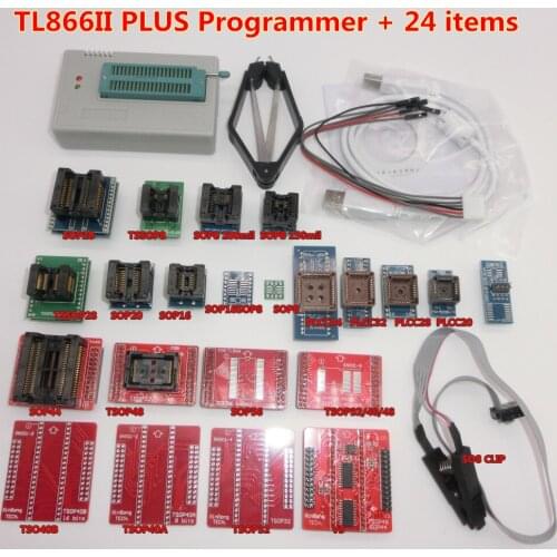 100% ORIGINAL V8.3 TL866II PLUS programmer +IC clip TSOP48 SOP28 High speed AVR MCU Flash EPROM Programmer replace TL866A/CS