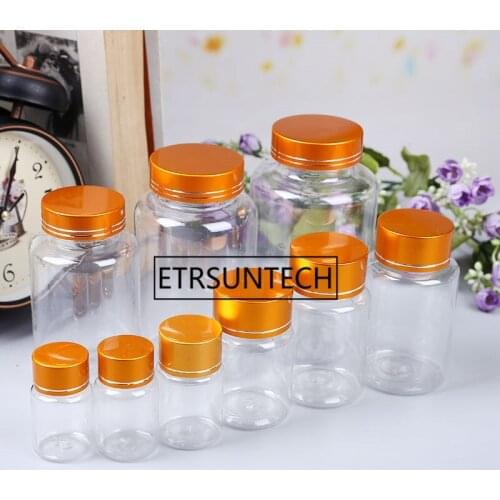 15/20/30/60/80/100ml transparent PET medicine refillable bottle,capsules/liquid packing bottle with aluminum cap F20173893