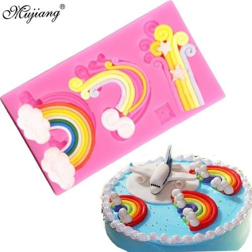Rainbow Cloud Silicone Mold Baby Birthday Fondant Cake Decorating Tools Cupcake Topper Cookie Chocolate Candy Gumpaste Mould