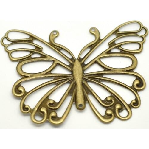 DoreenBeads Alloy Connectors Findings Butterfly Antique Bronze Pattern Pattern Color Plated 6.6cm(2 5/8") x 5cm(2"), 3 PCs