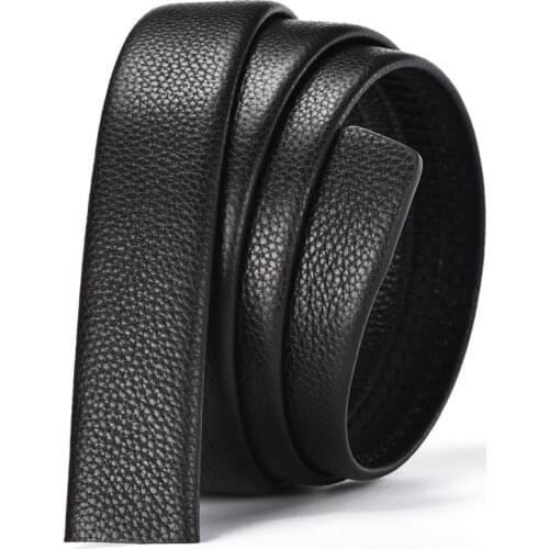 Headless Mens Belt Leather Without Head Automatic Buckle Belt Cowhide Youth Black Headless Belt Body Belt Trendy Belt Soft