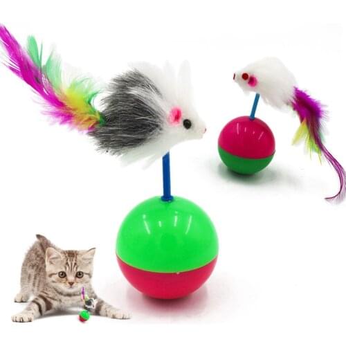 Cute Durable Pet Cat Toys Mimi Favorite Fur Mouse Tumbler Kitten Cat Toys Plastic Play Balls for Catch Cats Supplies