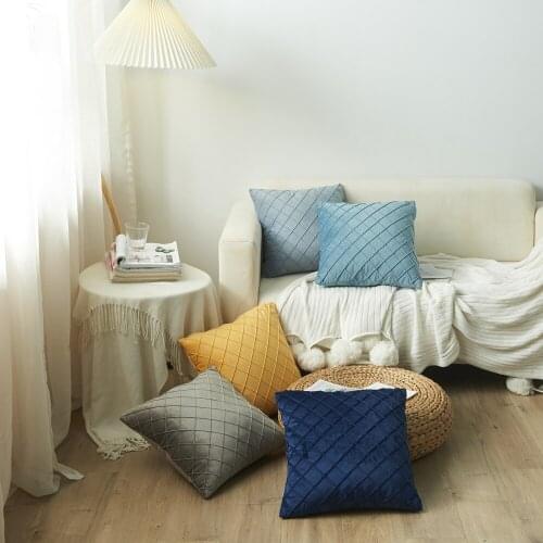 Superfine Velvet Cushion Cover 45x45cm Rhombus Grid Throw Pillow Covers Nordic Solid Pillow Case for Couch Bed Sofa Home Decor