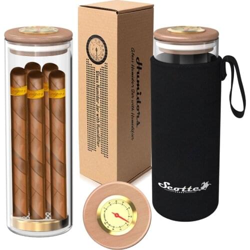 Cigar Humidor Travel Cigar Tube Glass Humidor Jar Seal cans with Humidifier