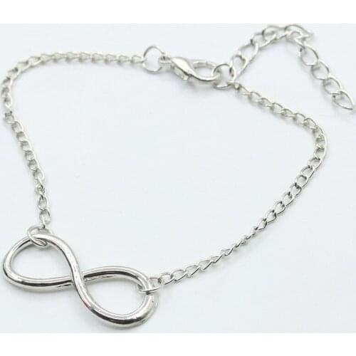 Vintage Simple "8" Shape Thin Silver Plated Golden Black Chain Lucky Adjustable Bracelets For Women