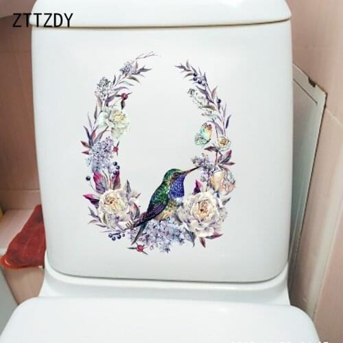 ZTTZDY 19.2×25.2CM Classical Wreath Hummingbird Art Toilet Decoration Room Wall Stickers Mural T2-1132