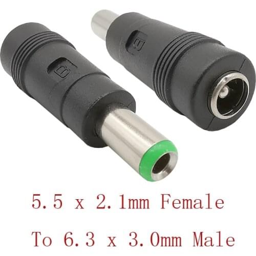 1/2/5Pcs 5.5x2.1mm Female jack to 6.3x3.0mm Male plug DC power plug Conversion Plug Jack Adapter DC Power Connector 6.3*3.0mm