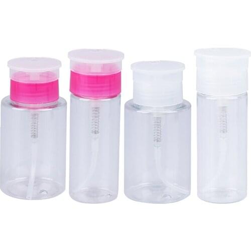 1PCS 180/100ml Clear Press Pumping Empty Plastic Nail Polish Remover Alcohol Liquid Dispenser Bottle Nail Art UV Gel Cleaner