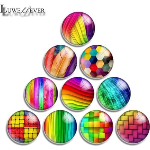 10mm 12mm 16mm 20mm 25mm 30mm 593 Geometric Mix Round Glass Cabochon Jewelry Finding 18mm Snap Button Charm Bracelet