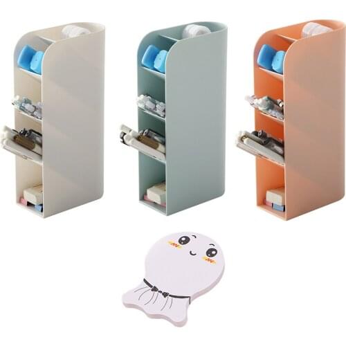 3/4pcs Desk Organizer 4/5-Grid Desktop Pencil Markers Storage Holder Racks Box Containers with 1pc Memo Pad for Office Supplies