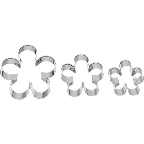 3Pcs/Set Flower Shape Cookie Cutters No Odor 430 Stainless Steel Rose Petal Biscuit Molds Baking Tools for Home Kitchen Supplies