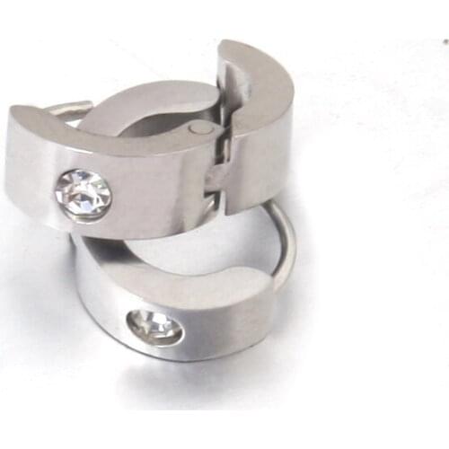 316L Stainless Steel hip hop earrings fashion Punk one rhinestone mens jewelry wholesale