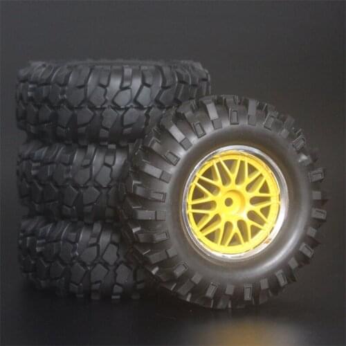 4x 1.9Inch 96mm Rubber Tires Plating Wheel Rims For D90 D110 SCX10 CC01 RC Rock Crawler Truck Climbing Off-Road Car