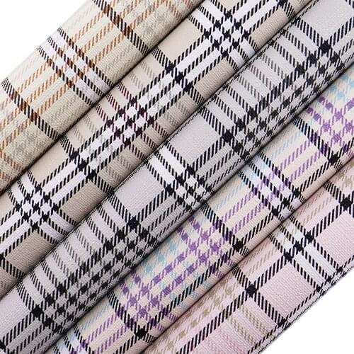 91x134cm Yard Gingham Tarten Leatherette Leather Faux PU Leather Fabric For Bags Gift Boxes DIY BH410