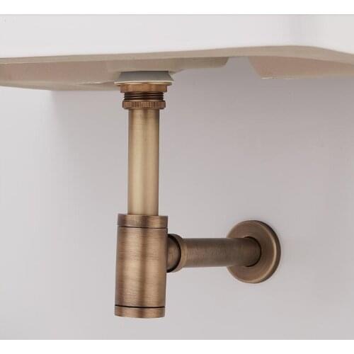 Antique bronzen Basin Drain Bathroom Brass basin waste Pop Up Waste Vanity Vessel Sink Drain Syphon Brass Art Carved