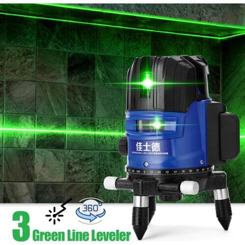 Automatic 3 Lines Laser Level 360-degree Vertical and Horizontal Laser Leveler with Battery Self-Leveling Measurment Instrument