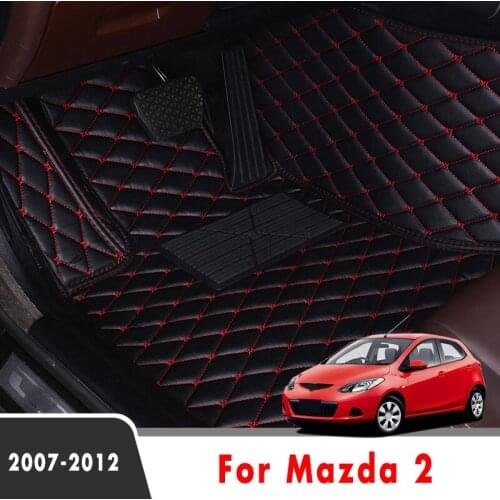 For Mazda 2 2012 2011 2010 2009 2008 2007 Car Floor Mats Interior Accessories Leather Carpets Decoration Styling Parts Protect