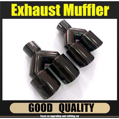 Free Shipping: 2 Piece New Titanium Black 304 Stainless Steel Car Exhaust Pipe Muffler Tail Rear Pipe Double Outlet Tailpipe