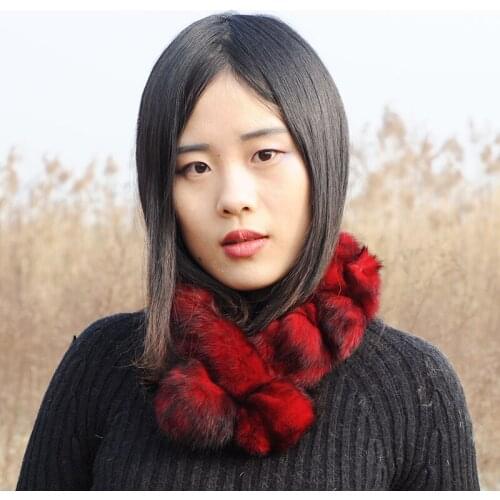 FREE SHIPPING CX-S-72B 2018 Most Popular Newest Design Elegant Real Rabbit Fur Fashion Scarf With Fur Balls