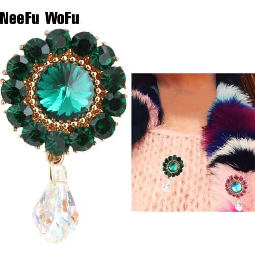 NeeFu WoFu Brooches Pin Collar Round Brooch Dress Rhinestone Decoration Buckle Pin Jewelry Brooches For Women 2018
