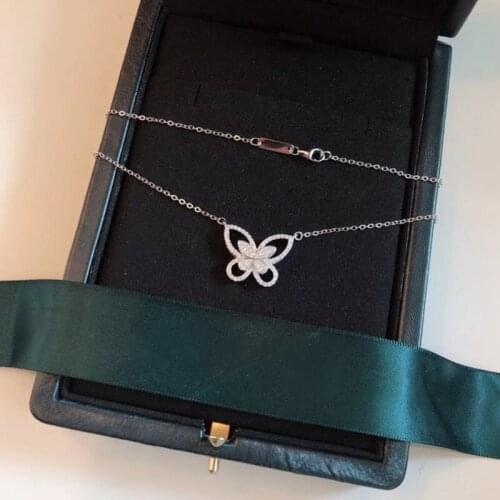 YPAY8 Fashion Butterfly Fritillary 925 Sterling Silver Luxury chain Necklace Jewelry Brand Women Wedding Clavicle chain Jewelry