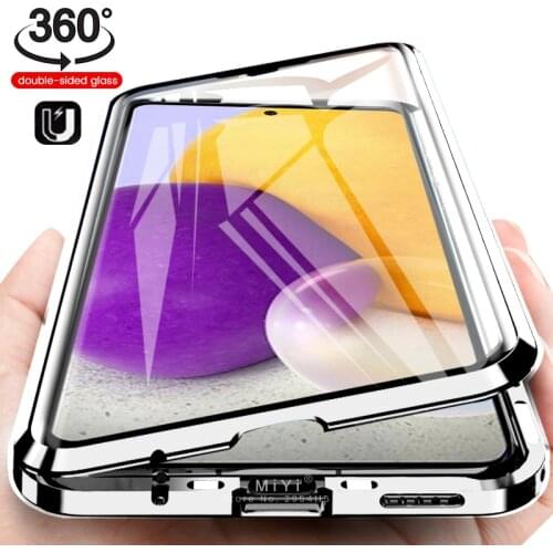 Samsun a 72 case 360° full body metal adsorption magnetic flip for samsung galaxy a72 a52 a32 a12 2021 double-sided glass coque