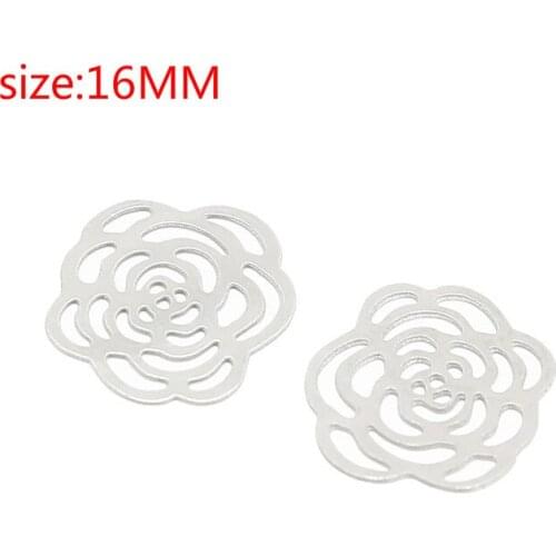 10pcs 16mm Stainless Steel Flower Connectors Charms Pendant DIY For Bracelet Necklace Anklet Jewelry Making Handcrafted