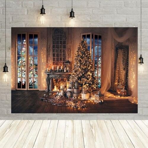 Avezano Christmas Tree Children Photo Background Luxury Indoor Fireplace Light Gifts Decor Portrait Photo Backdrops Photo Studio