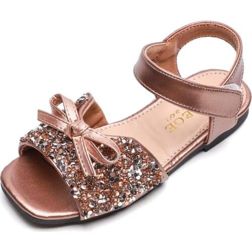 Kids Sandals 2021 New Summer Casual Glitter Bowknot Children Girls Shoes Fashion Princess Dance Party Sandals 26-36